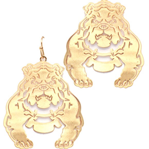 Bulldog Filigree Dangle Earrings - Picture 1 of 2